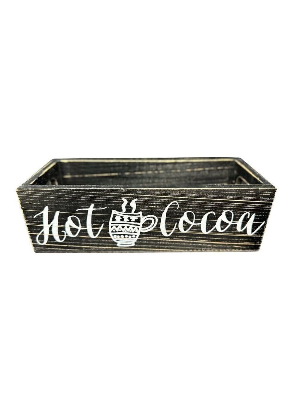 Hot Cocoa Chocolate Bar Box Storage Christmas Table Tray Decor Wood Holiday 10in